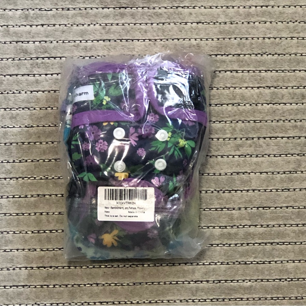 Purple Floral Dog Diaper Cover - Adjustable Washable Pet Accessory